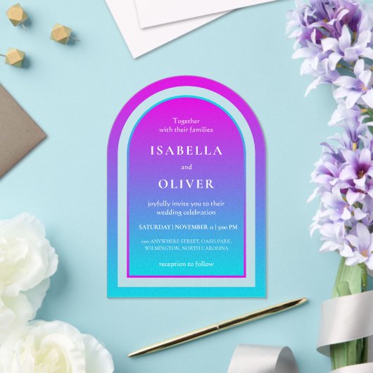 Misty rose and light sky blue gradient wedding acryl uitnodigingen (Insitu (Huwelijk))