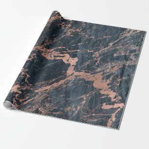 Misty Rustic Blue en Roos Gold Pink Glam Marble Cadeaupapier