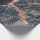 Misty Rustic Blue en Roos Gold Pink Glam Marble Cadeaupapier (Hoek)
