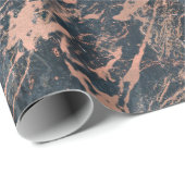 Misty Rustic Blue en Roos Gold Pink Glam Marble Cadeaupapier (Rol Hoek)