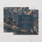 Misty Rustic Blue en Roos Gold Pink Glam Marble Kaart (Voorkant / Achterkant)