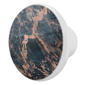 Misty Rustic Blue en Roos Gold Pink Glam Marble Keramische Knop (Rechts)