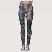 Misty Rustic Blue en Roos Gold Pink Glam Marble Leggings (Voorkant)