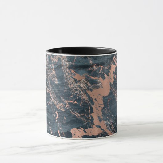 Misty Rustic Blue en Roos Gold Pink Glam Marble Mok (Midden)