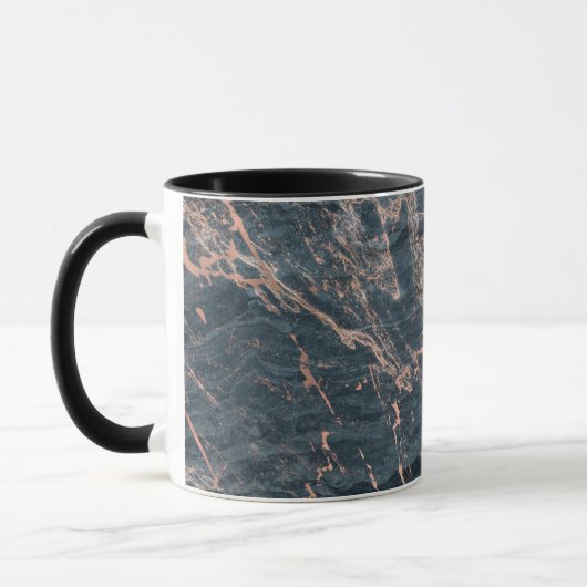 Misty Rustic Blue en Roos Gold Pink Glam Marble Mok (Links)