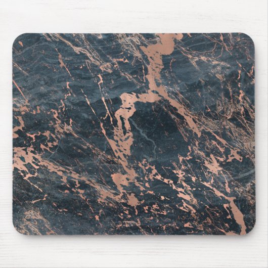 Misty Rustic Blue en Roos Gold Pink Glam Marble Muismat (Voorkant)