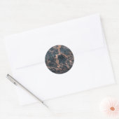 Misty Rustic Blue en Roos Gold Pink Glam Marble Ronde Sticker (Envelop)