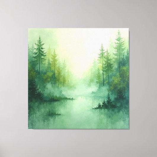 Misty Sage Abstract - Biologisch Modern Canvas Afdruk (Voorkant)