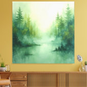 Misty Sage Abstract - Biologisch Modern Canvas Afdruk (Insitu (Woonkamer))