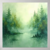 Misty Sage Abstract - Biologisch Modern Poster (Voorkant)