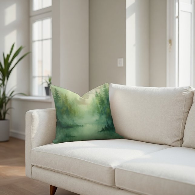 Misty Sage Kussen (Cozy Misty Sage Abstract Pillow: Ethereal & Tranquil Home Accent.)