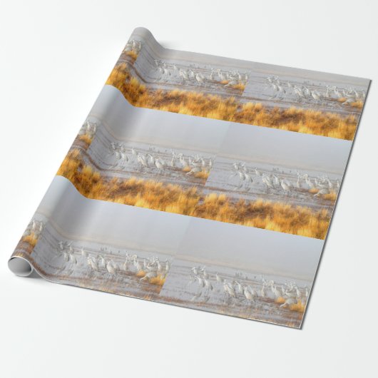 Misty Sandhill Cranes Cadeaupapier (Uitgerold)
