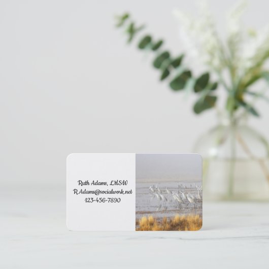 Misty Sandhill Cranes Visitekaartje (Staand voorkant)