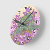 Misty Sea Coral Seashell clock Ronde Klok (Hoek)