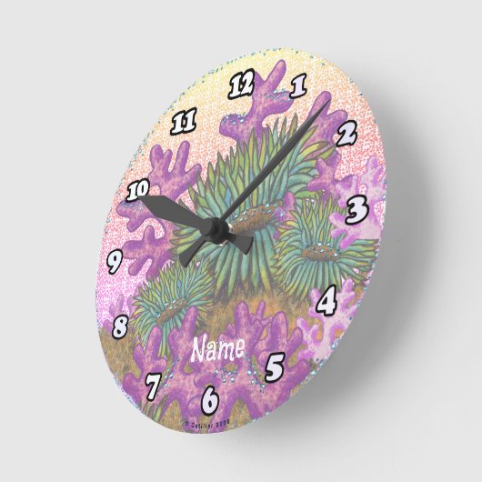 Misty Sea Coral Seashell clock Ronde Klok (Hoek)