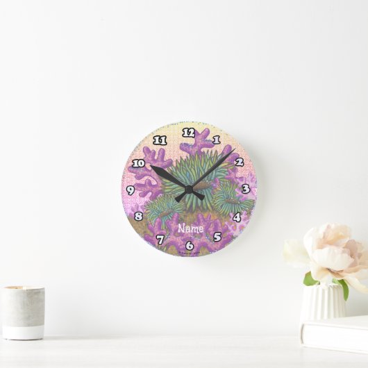 Misty Sea Coral Seashell clock  Ronde Klok (Huis)