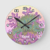 Misty Sea Coral Seashell clock Ronde Klok (Voorkant)