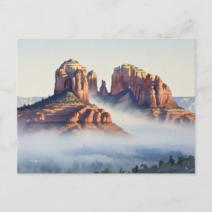 Misty Sedona Arizona Travel Cathedral Rock Briefkaart