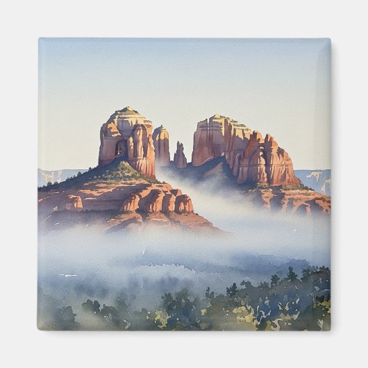 Misty Sedona Arizona Travel Cathedral Rock Magneet (Voorkant)