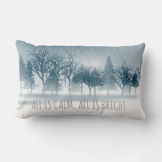 Misty Snowy Trees - Kerstfeestdag Pillow Kussen (Voorkant)