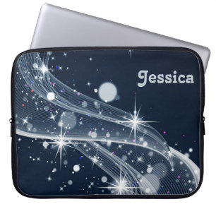 Misty Star Swirls en aangepaste naam Laptop Sleeve