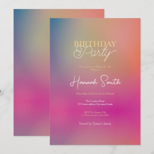 Misty Sunset Roze Goud Gradiënt Kaart (Voorkant / Achterkant)