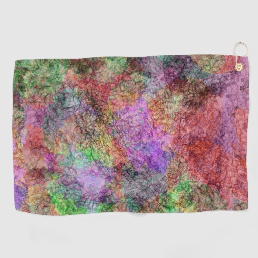 Misty Swirls of Purples Groenen Pinks Grijs Kleure Golfhanddoek (Horizontaal)
