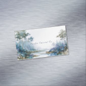 Misty Teal Forest Gold Sparkle Landscape Magnetisch Visitekaartje (Voorbeeld)