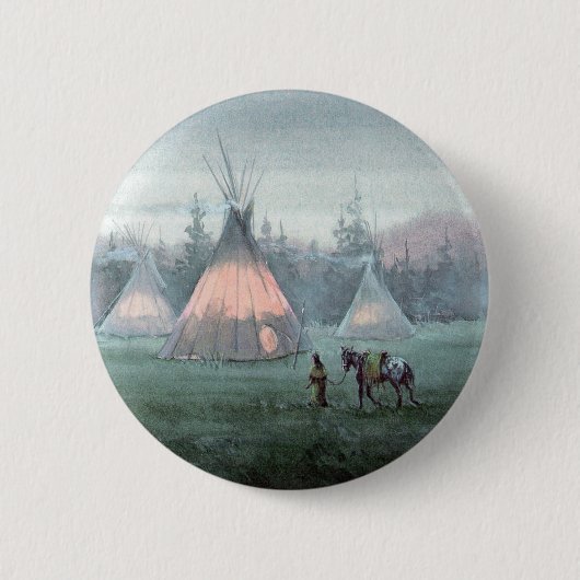 MISTY TIPI CAMP by SHARON SHARPE Ronde Button 5,7 Cm (Voorkant)