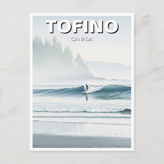 Misty Tofino Canada Surfer Travel Briefkaart (Voorkant)