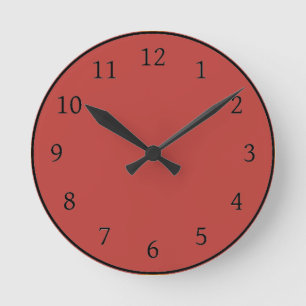 Misty Tomato Red Solid Color Ronde Klok