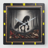 Misty Trail: gepersonaliseerde Charred Wood Friesi Vierkante Klok (Voorkant)