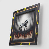 Misty Trail:  verkoolde Friese houtkunst Vierkante Klok (Hoek)