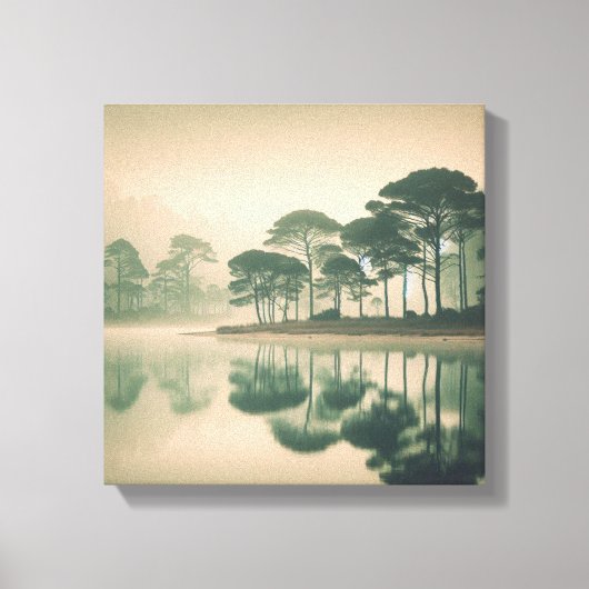 Misty Tranquil Lake View – Canvas Wall Art (Voorkant)