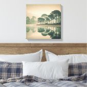 Misty Tranquil Lake View – Canvas Wall Art Afdruk (Insitu (Slaapkamer))