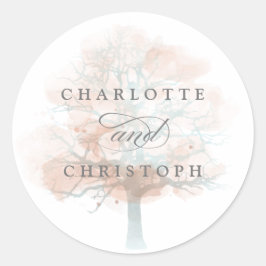 Misty tree bruiloft envelop afdichtingen ronde sticker