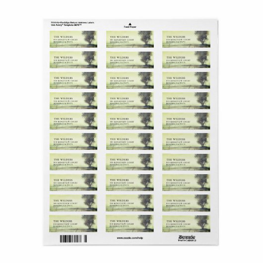 Misty Tree Meadow Retouradres Etiket (Full Sheet)