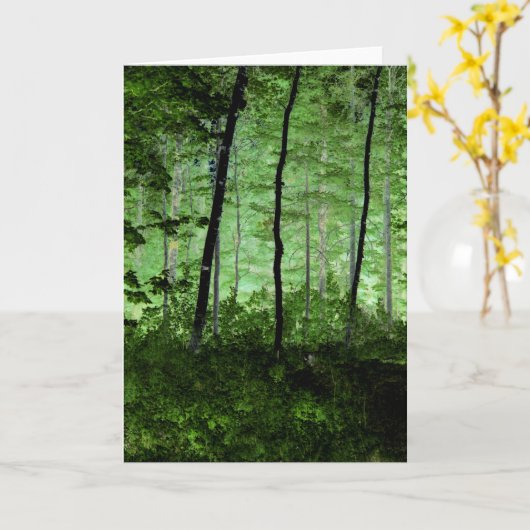 Misty Trees: Adirondack Forest Scene Veranderde Fo Kaart (Gele Bloem)