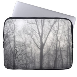 Misty Trees Gray Woodland Laptop Sleeve