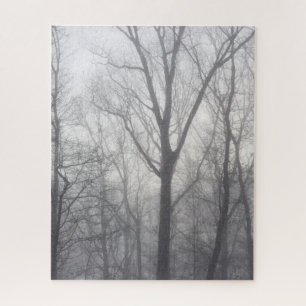 Misty Trees Gray Woodland Legpuzzel