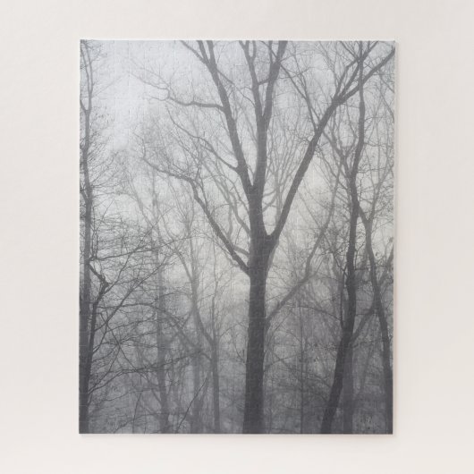 Misty Trees Gray Woodland Legpuzzel (Verticaal)