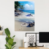 Misty Tropical Beachscape Art Print (Thuiskantoor)