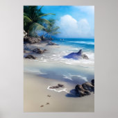 Misty Tropical Beachscape Art Print (Voorkant)