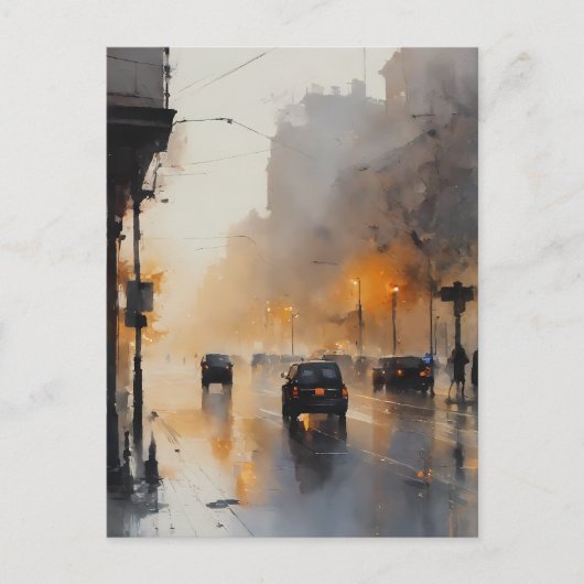 Misty Urban Evening Briefkaart (Voorkant)