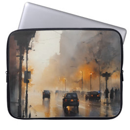 Misty Urban Evening Laptop Sleeve