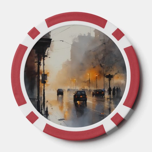Misty Urban Evening Poker Chips (Achterkant)