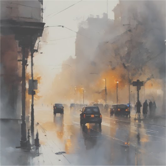 Misty Urban Evening Sticker (Voorkant)