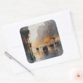Misty Urban Evening Vierkante Sticker (Envelop)