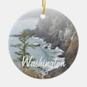 Misty Washington Coastline Scene Vakantie Keramisch Ornament (Voorkant)