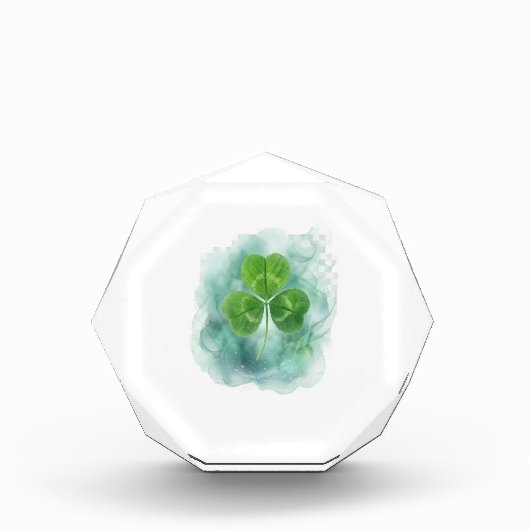 Misty Watercolor Clover Floating Acrylic Block Fotoblokken (Voorkant)